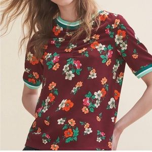 MAJE SHORT SLEEVE FLORAL BLOUSE SIZE 1